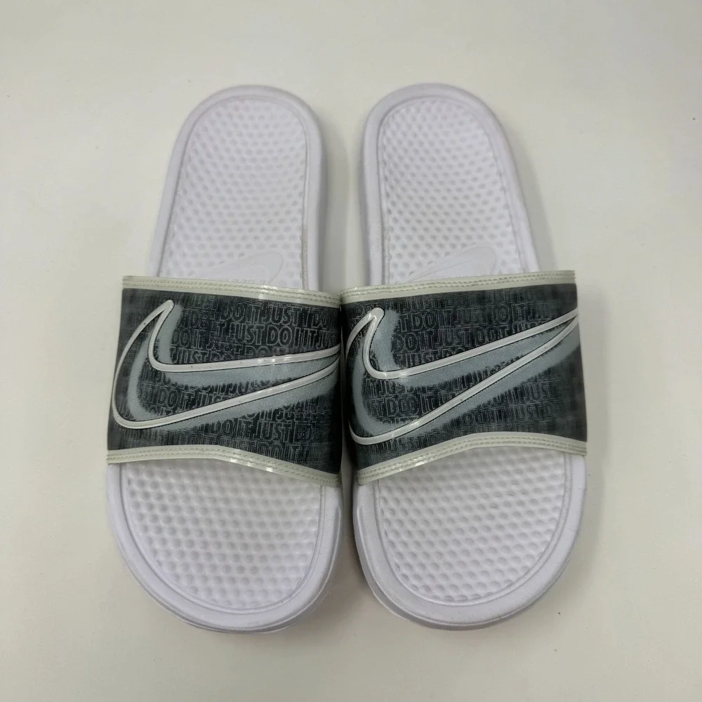 Nike Benassi LX Slip On Sandal Slides White BQ5173 100 Women's 12 Men's 10.5